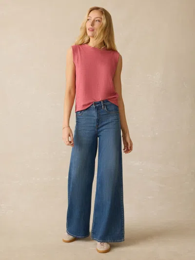 Faherty Sunwashed Slub Muscle Tank In Pink