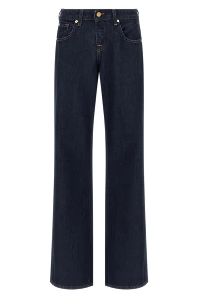 7 For All Mankind Low Rise Jeans Belt Loops Back Pockets In Blue