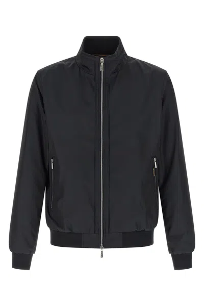 Moorer Manetti Polyester Jacket High Collar In Black