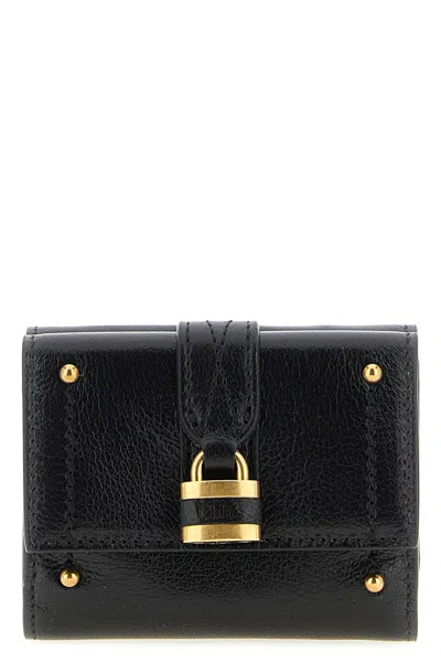 Chloé Paddington Embellished Textured-leather Cardholder In Black