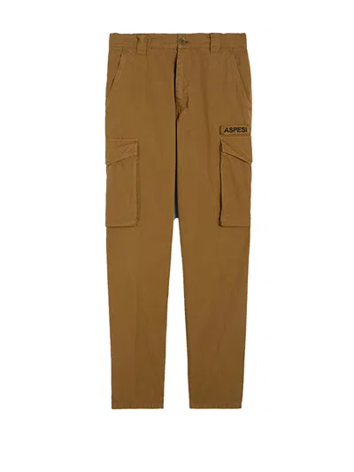 Aspesi Cotton Canvas Cargo Trousers In Multi