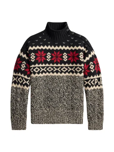 Polo Ralph Lauren Snowflake Cable Knit Wool Blend Sweater In Green