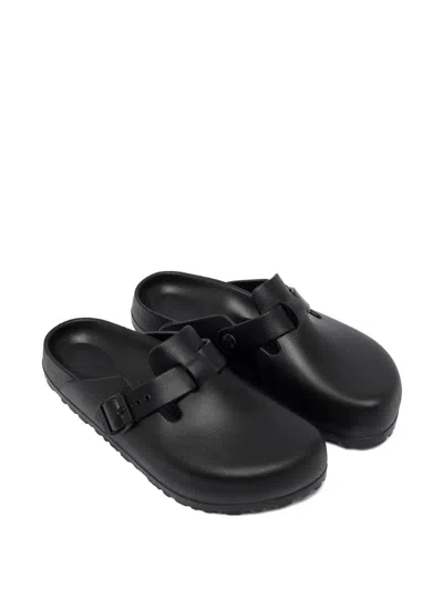 Birkenstock Boston Slipper Black In Smooth Leather In Animal Print