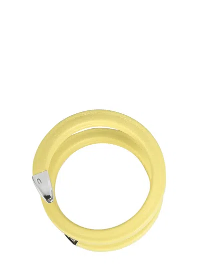 Bottega Veneta Spiral Bracelet In Sterling Silver And Lambskin Leather In Gold