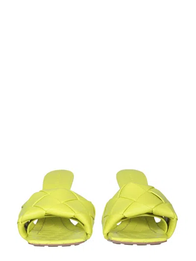 Bottega Veneta Yellow Maxi Intreccio Lido Heeled Sandals In Yellow