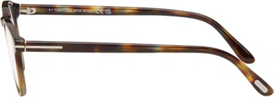 Tom Ford Brown Round Glasses In Brown