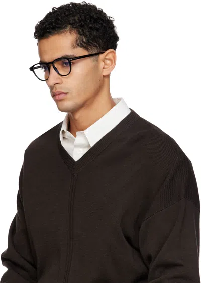 Tom Ford Black Round Glasses In Black