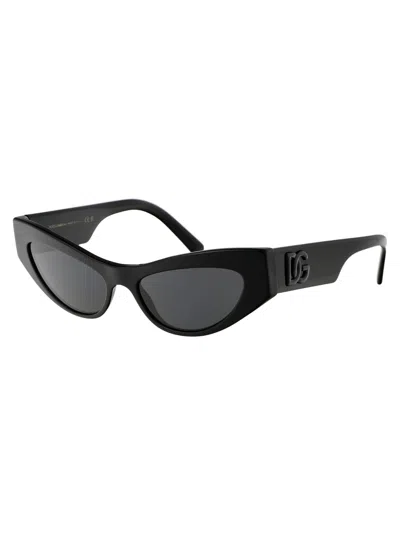 Dolce & Gabbana Logo-embossed Cat-eye Frame Sunglasses In Schwarz