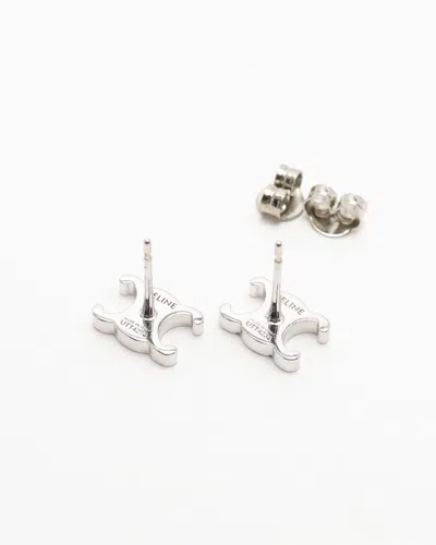 Celine Céline Triomphe Studs Earrings In Silver