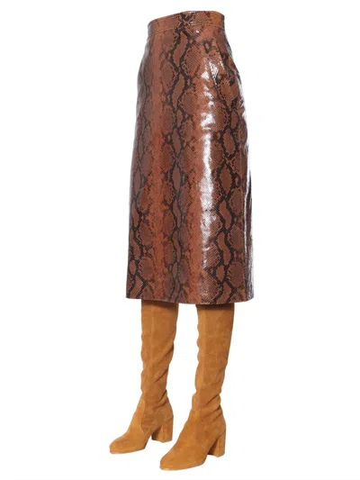 Dsquared2 Dsquared Women Python Print Skirt In Brown
