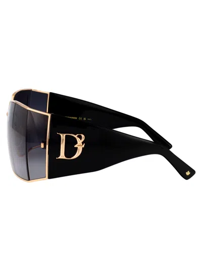 Dsquared2 Logo Rectangular Sunglasses In Gold