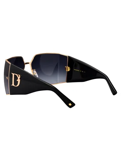 Dsquared2 Logo Rectangular Sunglasses In Gold