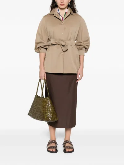 Max Mara Belted Fitted Jacket In Brown