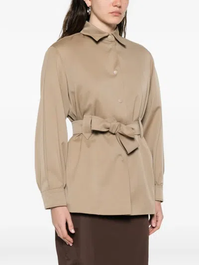 Max Mara Belted Fitted Jacket In Brown