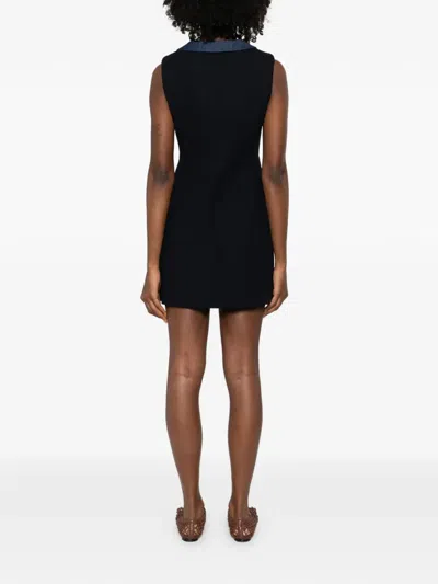 Maje Patch-pocket Button Mini Dress In Blue