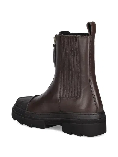 Furla Zip Ribbed Boots In Brown