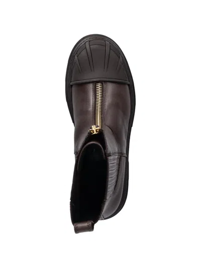 Furla Zip Ribbed Boots In Brown