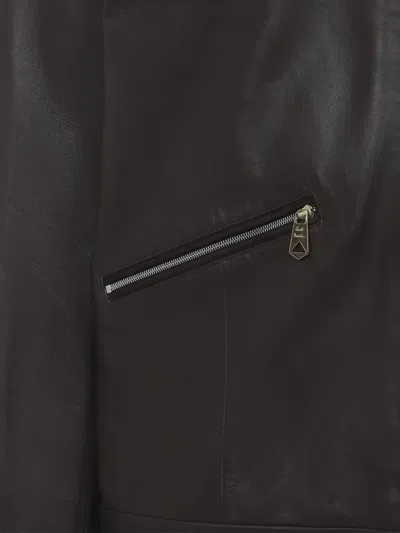 Paul Smith Regular Fit Leather Jacket Collared Design In Black