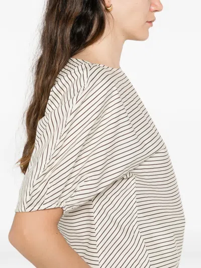 Staud Didi Cotton Popeline Micro Stripes Top Tops Multicolor In White