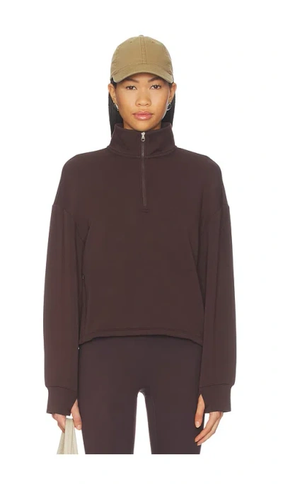 Varley Sian Cropped Half Zip Midlayer In Burgundy