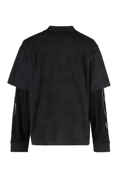 Givenchy Cotton Shirt With Pockets And Graphic Print In Black