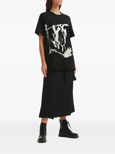 Y's Printed T-shirt In Black