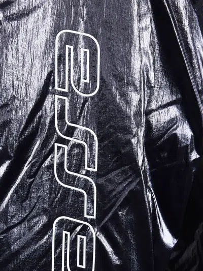 Essentials Metallic-effect Funnel Jacket In Black