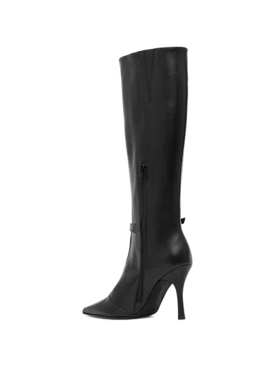 Furla Strap Pointed Boots In Black