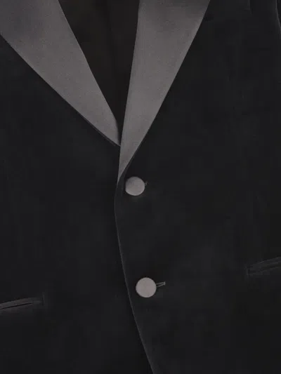 Ferragamo Lapel Jacket In Black