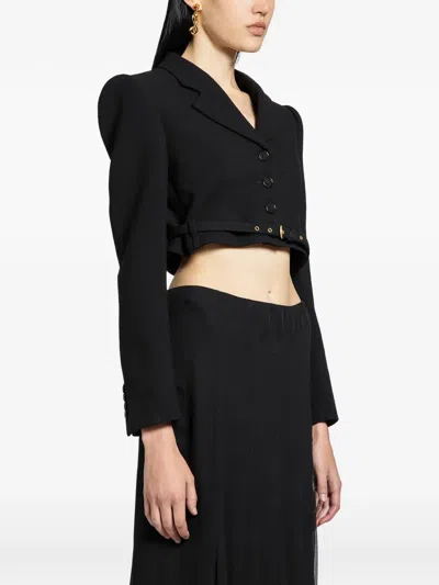 Chloé Grain De Poudre Belted Crop Jacket In Black