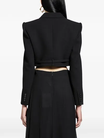 Chloé Grain De Poudre Belted Crop Jacket In Black