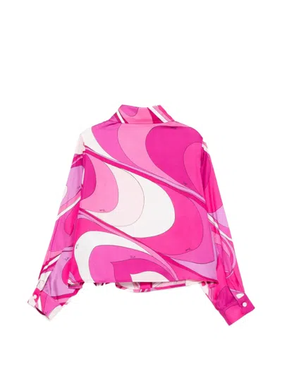 Pucci Junior Buttoned Graphic Shirt In Pink