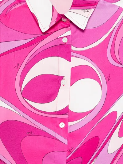 Pucci Junior Buttoned Graphic Shirt In Pink