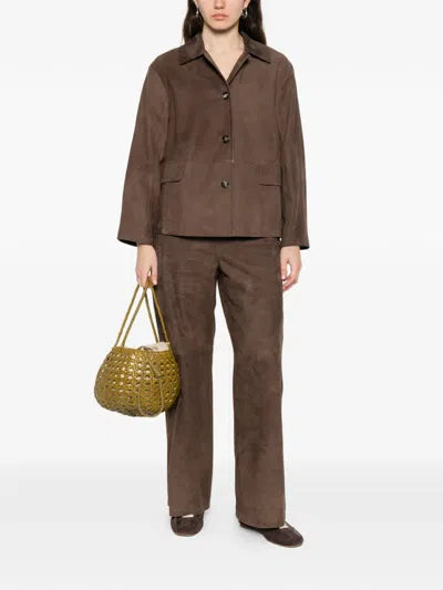 Max Mara Button Patch-pocket Jacket In Brown