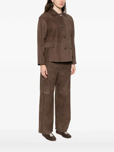 Max Mara Button Patch-pocket Jacket In Brown