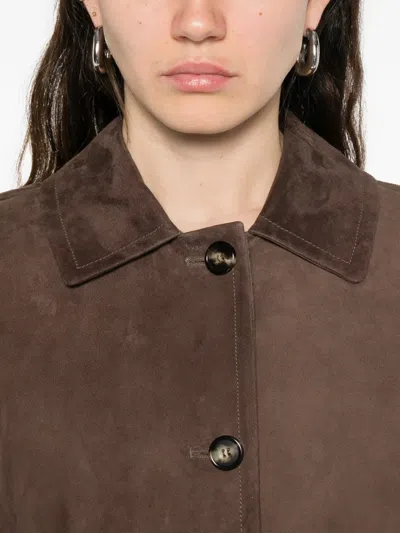 Max Mara Button Patch-pocket Jacket In Brown