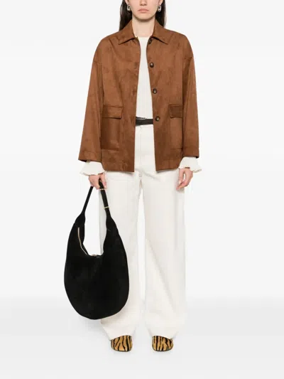 Rewind Flap-pocket Button-up Jacket In Brown