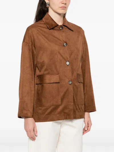 Rewind Flap-pocket Button-up Jacket In Brown