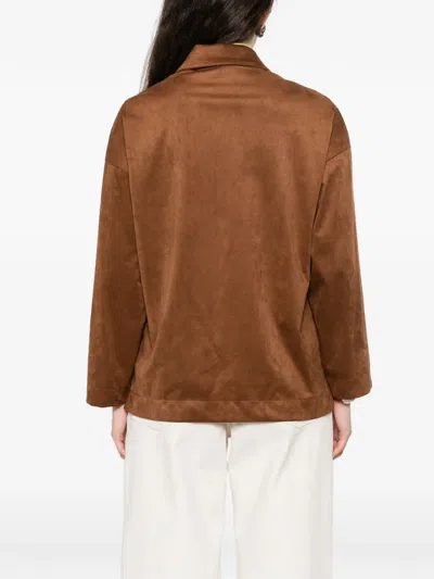 Rewind Flap-pocket Button-up Jacket In Brown