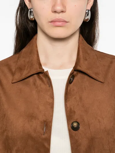 Rewind Flap-pocket Button-up Jacket In Brown