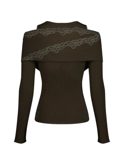 Vaillant Studio Split Lace Long-sleeve Top In Brown