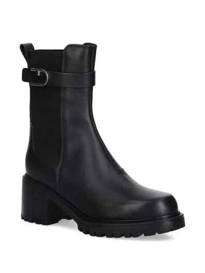Furla Buckle Strap Boots In Black