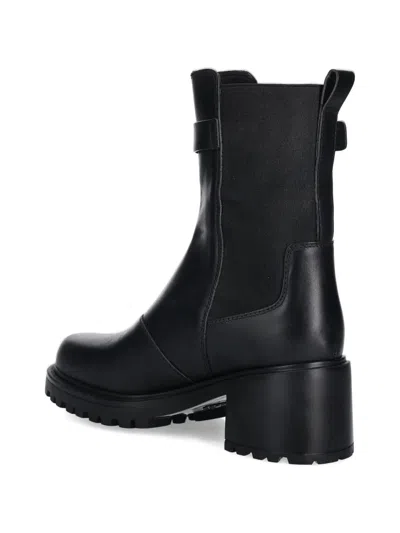 Furla Buckle Strap Boots In Black