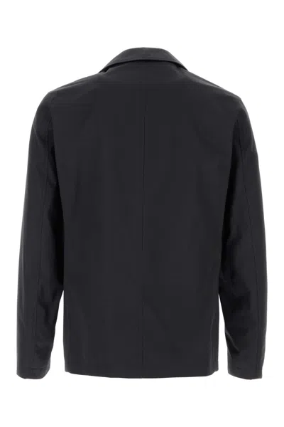 Herno Navy Blue Cotton Trench Coat In Multi