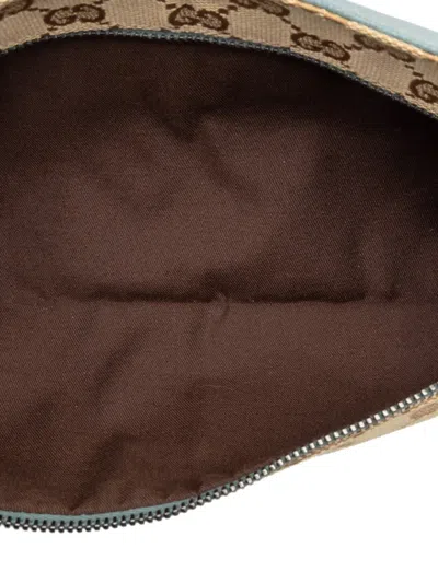 Pre-owned Gucci 2000-2015 Gg Canvas Web Double Pocket Belt Bag In Brown