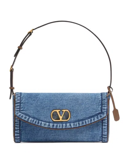 Valentino Garavani  Garavani Devain Small Denim Shoulder Bag Woman Denim Uni In Blue