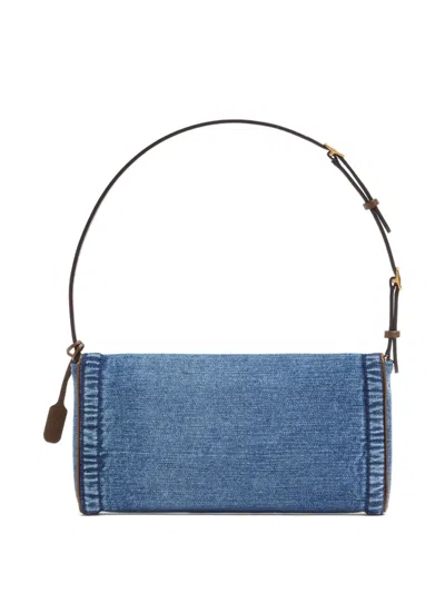 Valentino Garavani  Garavani Devain Small Denim Shoulder Bag Woman Denim Uni In Blue