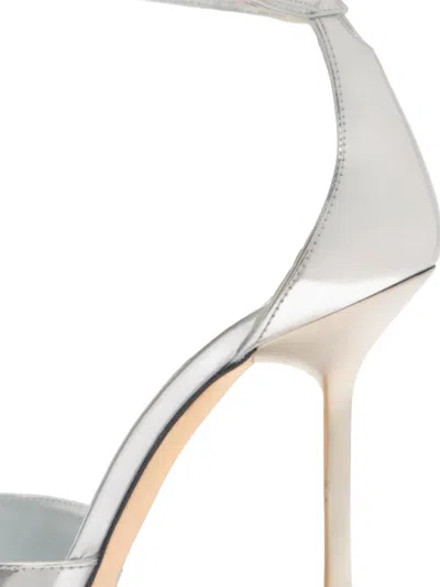 Stuart Weitzman Ankle-strap Leather Pumps In Silver