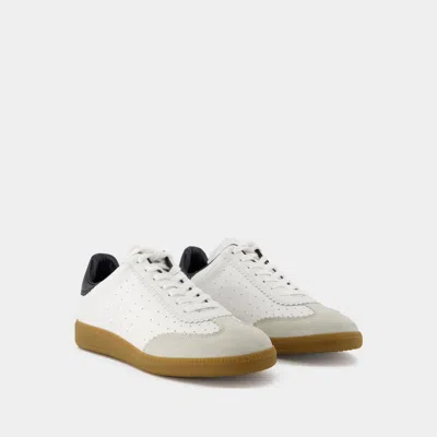 Isabel Marant Low-top Sneaker With Perforated White Leather Upper In Brown