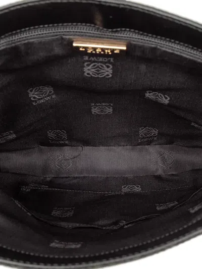 Pre-owned Loewe 20th Century Anagram Canvas Shoulder Bag In Black